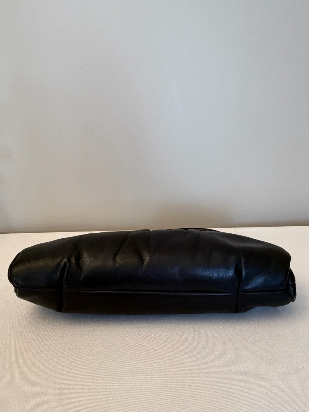 Vintage 1960s Paragon Black Genuine Leather Top Handle Frame Purse Canada - Picture 3 of 9